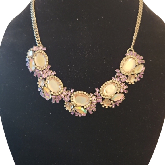 ViVi Vintage Purple and White Clear Rhinestone Necklace - Picture 1 of 9